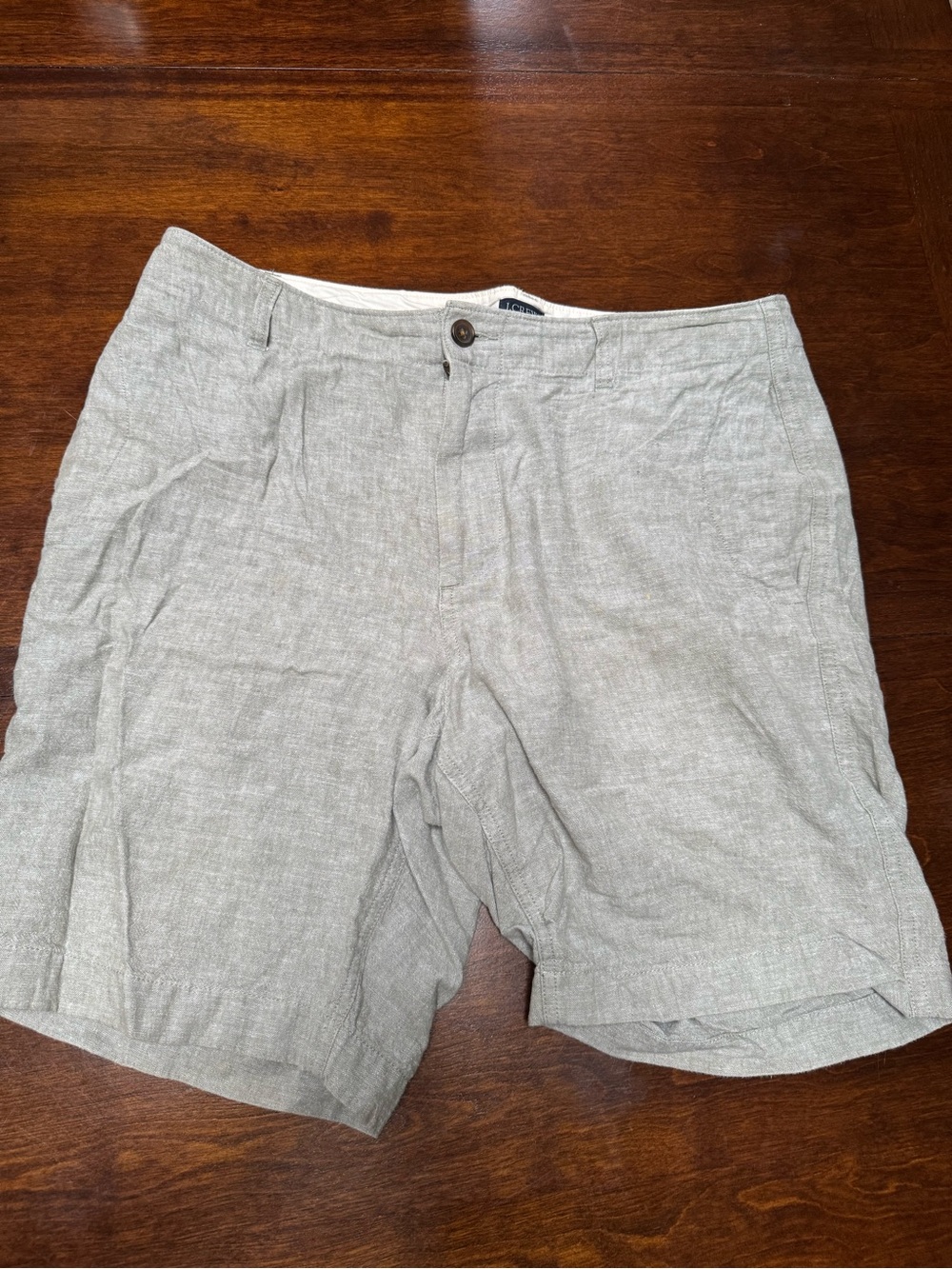 J. Crew Men's Light Gray Linen-Blend Flat Front Shorts